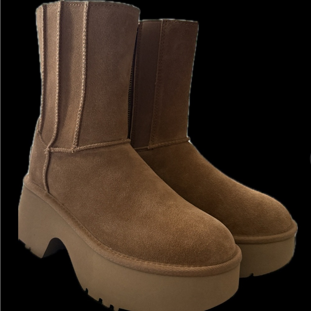 UGG platform classic twin seam in brown chestnut